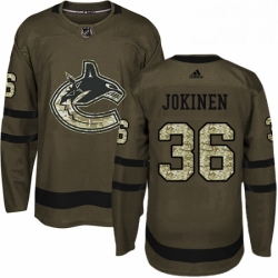 Mens Adidas Vancouver Canucks 36 Jussi Jokinen Premier Green Salute to Service NHL Jersey 