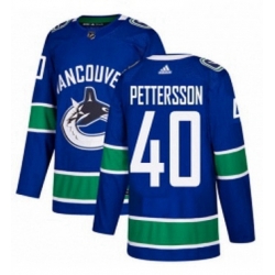 Mens Adidas Vancouver Canucks 40 Elias Pettersson Blue Home Authentic Stitched NHL Jersey 