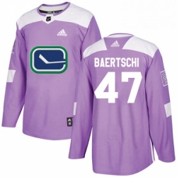 Mens Adidas Vancouver Canucks 47 Sven Baertschi Authentic Purple Fights Cancer Practice NHL Jersey 
