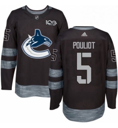 Mens Adidas Vancouver Canucks 5 Derrick Pouliot Authentic Black 1917 2017 100th Anniversary NHL Jersey 