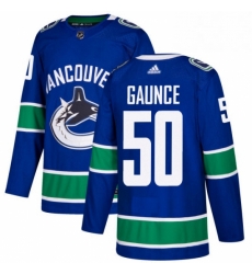 Mens Adidas Vancouver Canucks 50 Brendan Gaunce Authentic Blue Home NHL Jersey 