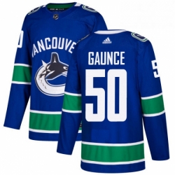 Mens Adidas Vancouver Canucks 50 Brendan Gaunce Premier Blue Home NHL Jersey 
