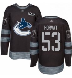 Mens Adidas Vancouver Canucks 53 Bo Horvat Authentic Black 1917 2017 100th Anniversary NHL Jersey 