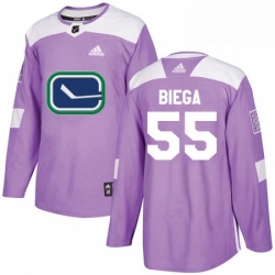 Mens Adidas Vancouver Canucks 55 Alex Biega Authentic Purple Fights Cancer Practice NHL Jersey 
