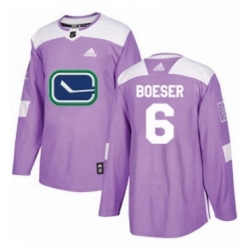 Mens Adidas Vancouver Canucks 6 Brock Boeser Authentic Purple Fights Cancer Practice NHL Jersey 