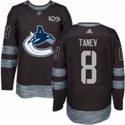 Mens Adidas Vancouver Canucks 8 Christopher Tanev Authentic Black 1917 2017 100th Anniversary NHL Jersey 