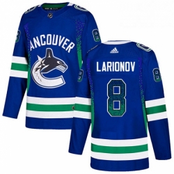 Mens Adidas Vancouver Canucks 8 Igor Larionov Authentic Blue Drift Fashion NHL Jersey 