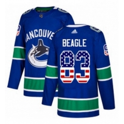 Mens Adidas Vancouver Canucks 83 Jay Beagle Authentic Blue USA Flag Fashion NHL Jersey 