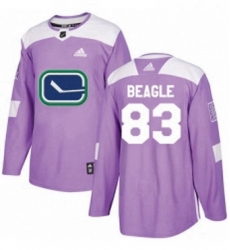 Mens Adidas Vancouver Canucks 83 Jay Beagle Authentic Purple Fights Cancer Practice NHL Jersey 