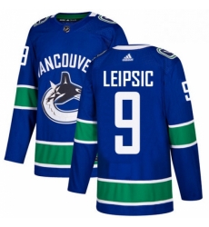 Mens Adidas Vancouver Canucks 9 Brendan Leipsic Authentic Blue Home NHL Jerse