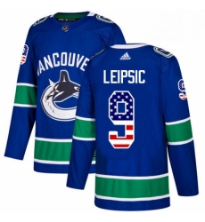 Mens Adidas Vancouver Canucks 9 Brendan Leipsic Authentic Blue USA Flag Fashion NHL Jerse