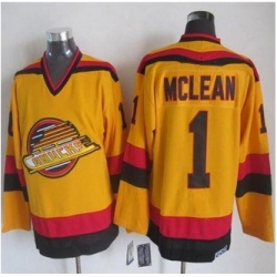 Vancouver Canucks #1 Kirk Mclean Gold CCM Throwback Stitched NHL Jersey