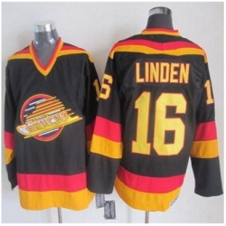 Vancouver Canucks #16 Trevor Linden Black Gold CCM Throwback Stitched NHL Jersey