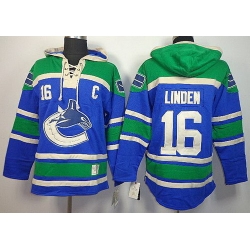 Vancouver Canucks 16 Trevor Linden Blue Lace-Up NHL Jersey Hoodies