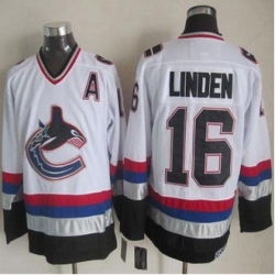 Vancouver Canucks #16 Trevor Linden White Black CCM Throwback Stitched NHL Jersey