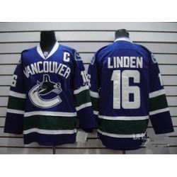 Vancouver Canucks 16 Trevor Linden With C Patch Home Blue Hockey Jersey
