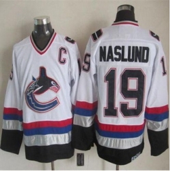 Vancouver Canucks #19 Markus Naslund White Black CCM Throwback Stitched NHL Jersey
