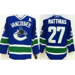 Vancouver Canucks #27 Shawn Matthias Blue Stitched Jersey
