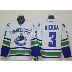 Vancouver Canucks #3 Kevin Bieksa White Stitched NHL Jersey