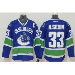 Vancouver Canucks #33 Henrik Sedin Blue Stitched NHL Jersey