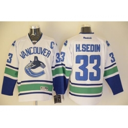 Vancouver Canucks #33 Henrik Sedin White Stitched NHL Jersey