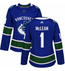 Womens Adidas Vancouver Canucks 1 Kirk Mclean Premier Blue Home NHL Jersey 