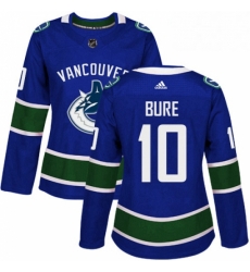 Womens Adidas Vancouver Canucks 10 Pavel Bure Authentic Blue Home NHL Jersey 