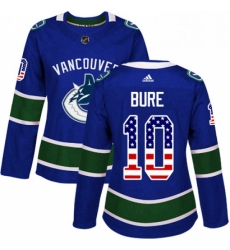 Womens Adidas Vancouver Canucks 10 Pavel Bure Authentic Blue USA Flag Fashion NHL Jersey 