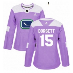 Womens Adidas Vancouver Canucks 15 Derek Dorsett Authentic Purple Fights Cancer Practice NHL Jersey 