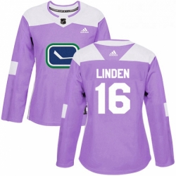 Womens Adidas Vancouver Canucks 16 Trevor Linden Authentic Purple Fights Cancer Practice NHL Jersey 