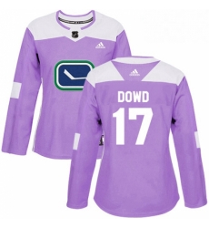 Womens Adidas Vancouver Canucks 17 Nic Dowd Authentic Purple Fights Cancer Practice NHL Jersey 