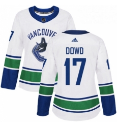 Womens Adidas Vancouver Canucks 17 Nic Dowd Authentic White Away NHL Jersey 