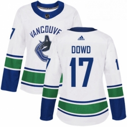 Womens Adidas Vancouver Canucks 17 Nic Dowd Authentic White Away NHL Jersey 