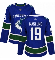Womens Adidas Vancouver Canucks 19 Markus Naslund Authentic Blue Home NHL Jersey 