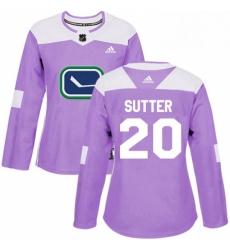 Womens Adidas Vancouver Canucks 20 Brandon Sutter Authentic Purple Fights Cancer Practice NHL Jersey 