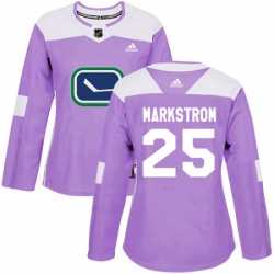 Womens Adidas Vancouver Canucks 25 Jacob Markstrom Authentic Purple Fights Cancer Practice NHL Jersey 