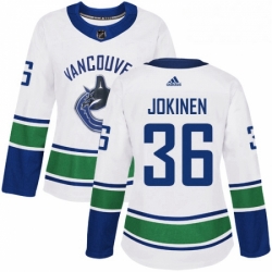 Womens Adidas Vancouver Canucks 36 Jussi Jokinen Authentic White Away NHL Jersey 