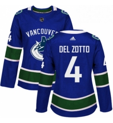 Womens Adidas Vancouver Canucks 4 Michael Del Zotto Premier Blue Home NHL Jersey 