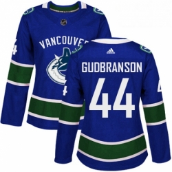 Womens Adidas Vancouver Canucks 44 Erik Gudbranson Authentic Blue Home NHL Jersey 