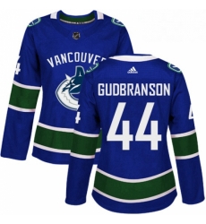 Womens Adidas Vancouver Canucks 44 Erik Gudbranson Premier Blue Home NHL Jersey 