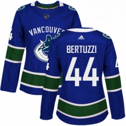 Womens Adidas Vancouver Canucks 44 Todd Bertuzzi Authentic Blue Home NHL Jersey 