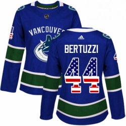 Womens Adidas Vancouver Canucks 44 Todd Bertuzzi Authentic Blue USA Flag Fashion NHL Jersey 
