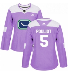 Womens Adidas Vancouver Canucks 5 Derrick Pouliot Authentic Purple Fights Cancer Practice NHL Jersey 