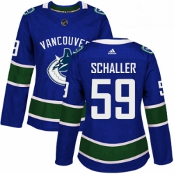 Womens Adidas Vancouver Canucks 59 Tim Schaller Authentic Blue Home NHL Jersey 