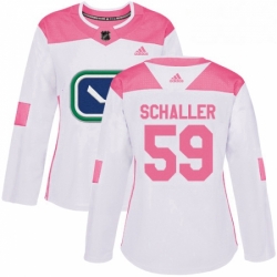 Womens Adidas Vancouver Canucks 59 Tim Schaller Authentic White Pink Fashion NHL Jersey 