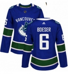 Womens Adidas Vancouver Canucks 6 Brock Boeser Authentic Blue Home NHL Jersey 