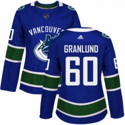 Womens Adidas Vancouver Canucks 60 Markus Granlund Premier Blue Home NHL Jersey 