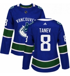 Womens Adidas Vancouver Canucks 8 Christopher Tanev Authentic Blue Home NHL Jersey 
