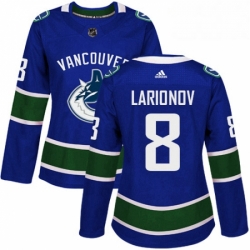 Womens Adidas Vancouver Canucks 8 Igor Larionov Authentic Blue Home NHL Jersey 