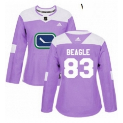 Womens Adidas Vancouver Canucks 83 Jay Beagle Authentic Purple Fights Cancer Practice NHL Jersey 
